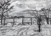 Landscape in lights fields in the winter